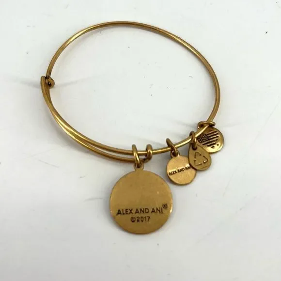 Alex and Ani Goldtone V initial letter bangle bracelet - Picture 2 of 2